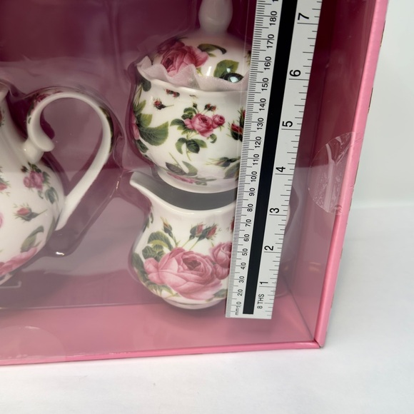 Kent Pottery Rose Patterned Tea Set with Pink and Green Accents New - Picture 9 of 15
